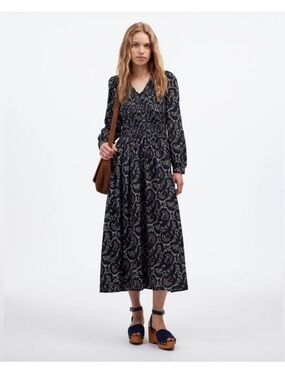 Madewell Black Paisley V-Neck Maxi Dress